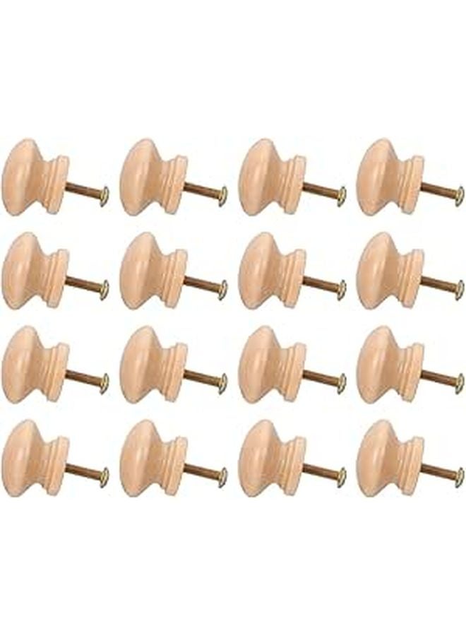 16Pcs Solid Wood Cabinet Knobs Round Drawer Pulls Single Hole Kitchen Wardrobe Handles - Image 1