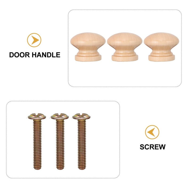 16Pcs Solid Wood Cabinet Knobs Round Drawer Pulls Single Hole Kitchen Wardrobe Handles - Image 4
