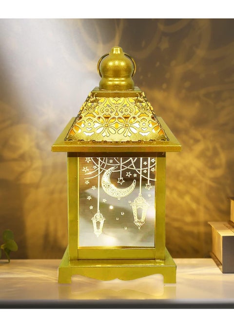 Ramadan Lantern, Ramadan Decorations, Ramadan Lights with LED Candle, Warm White Decorative Lantern with Moon Star Light Pattern