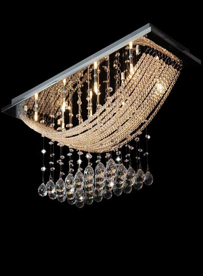 CRYSTA WORLD Modern Ceiling k9 Crystal Chandelier for Living Room Dining Room Bedroom Kitchen led Chandelier 6 Light - Image 1