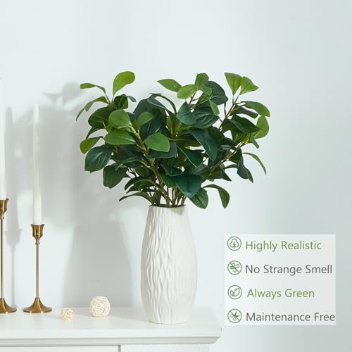 Heleze 3Pcs Faux Bigleaf Ficus Branches Artificial Shrubs Greenery Stems Fake Plants for Vase Home Decor Indoor 27.6" - Image 5
