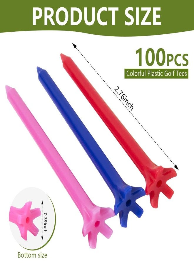 KISEER 100 Pack Assorted Colors Professional Durable 2 3/4 Inch Plastic Golf Tees Bulk (Random Colors) - Image 2