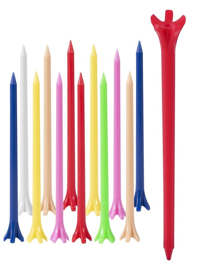 KISEER 100 Pack Assorted Colors Professional Durable 2 3/4 Inch Plastic Golf Tees Bulk (Random Colors) - Image 1