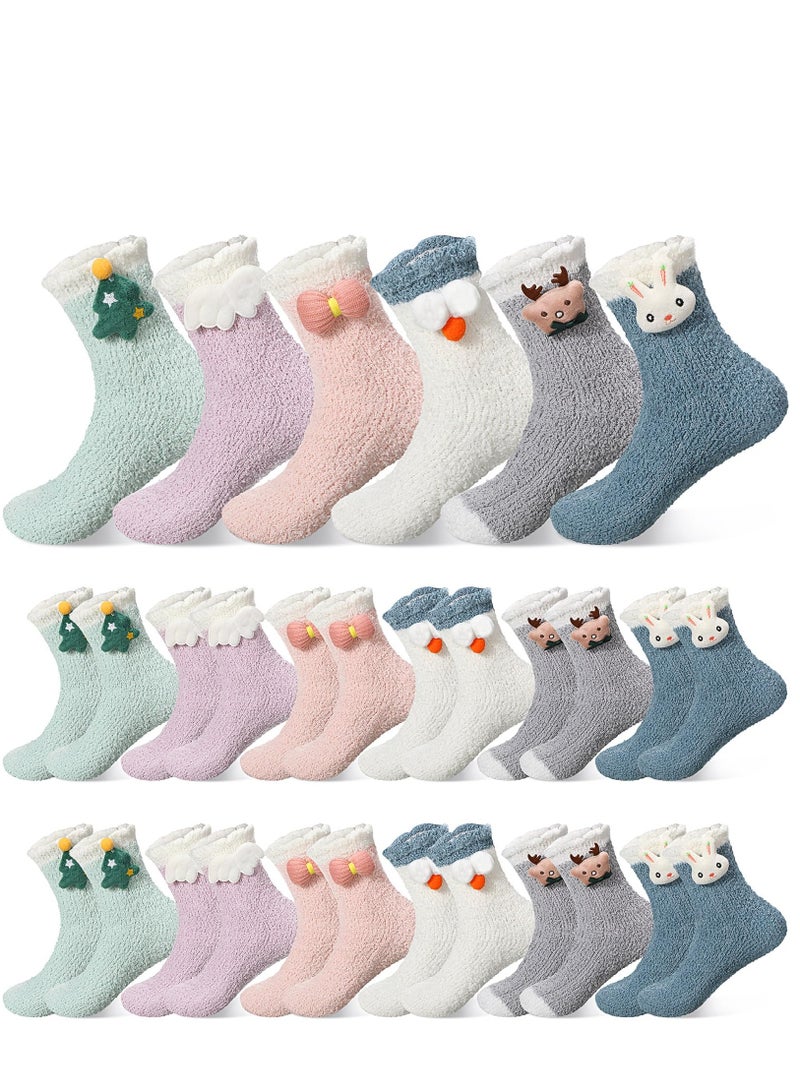 KASTWAVE 12 Pairs Womens Fuzzy Socks Soft Fluffy Socks Winter Warm Socks Cute Slipper Socks for Women Girls Gifts - Image 1