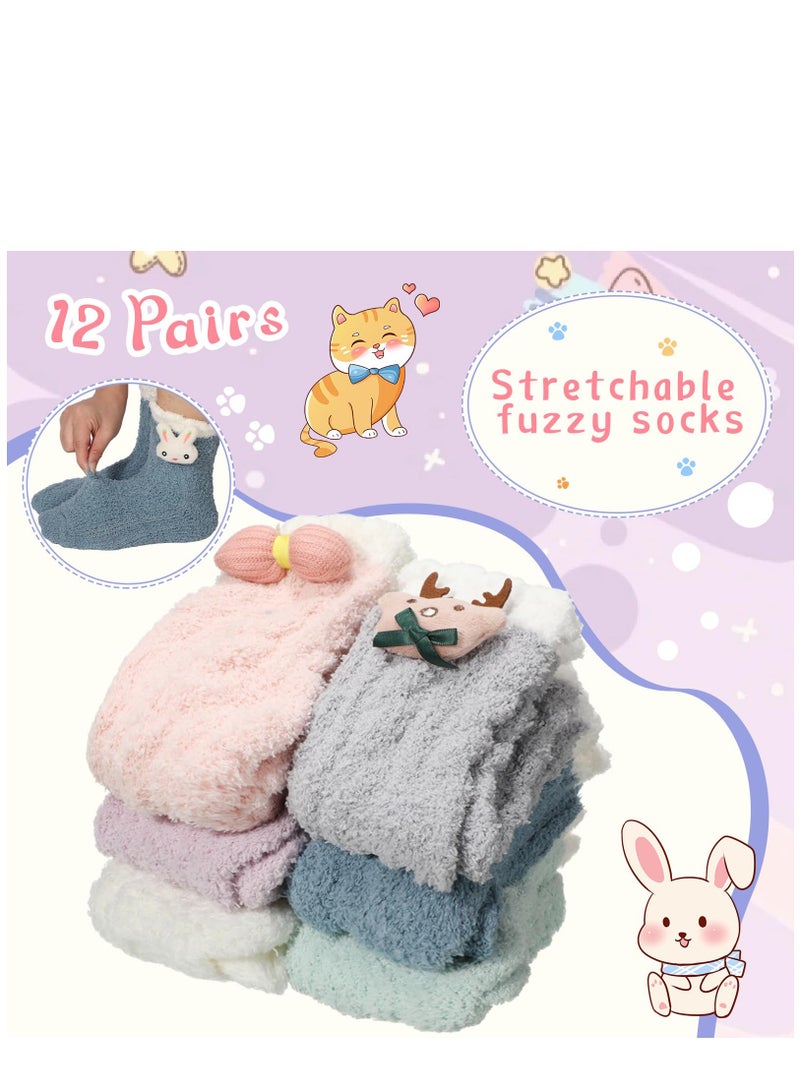 KASTWAVE 12 Pairs Womens Fuzzy Socks Soft Fluffy Socks Winter Warm Socks Cute Slipper Socks for Women Girls Gifts - Image 4