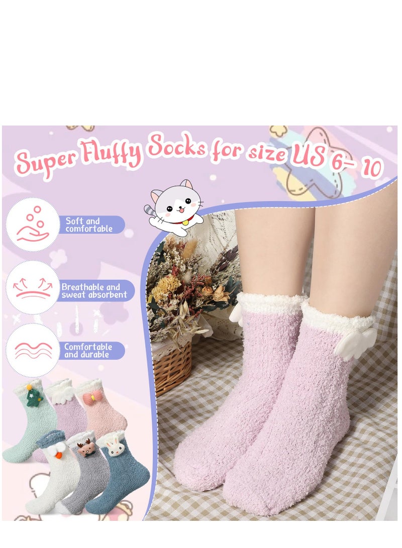 KASTWAVE 12 Pairs Womens Fuzzy Socks Soft Fluffy Socks Winter Warm Socks Cute Slipper Socks for Women Girls Gifts - Image 2
