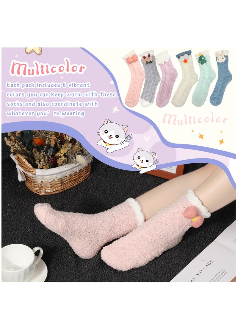 KASTWAVE 12 Pairs Womens Fuzzy Socks Soft Fluffy Socks Winter Warm Socks Cute Slipper Socks for Women Girls Gifts - Image 5