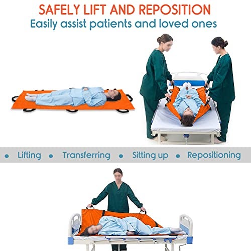 KosmoCare Nylon Foldable Soft Stretcher With Safety Belt, Emergency Portable Stretcher For Patient With Handle & Carrying Case Size 180 Cms X 63 Cms, Orange - Image 2