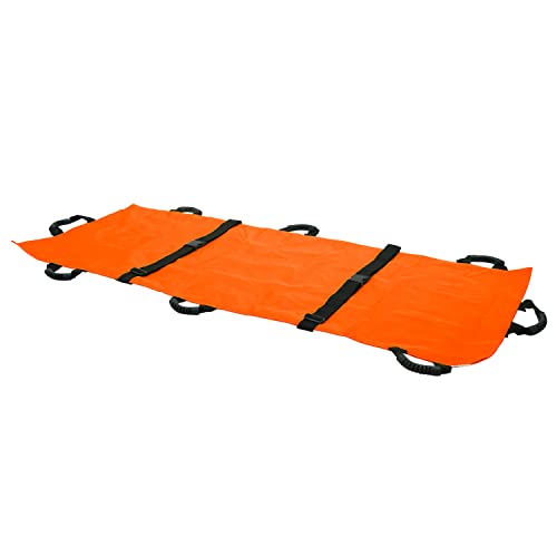KosmoCare Nylon Foldable Soft Stretcher With Safety Belt, Emergency Portable Stretcher For Patient With Handle & Carrying Case Size 180 Cms X 63 Cms, Orange - Image 1