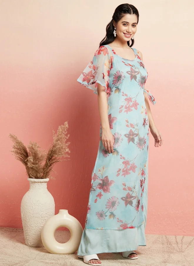 AKS Floral Printed Maxi Dress for Women