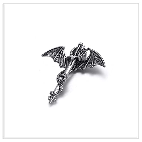 Xusamss Punk Titanium Steel Dragon Sword Wing Pendant Necklaces - Image 5