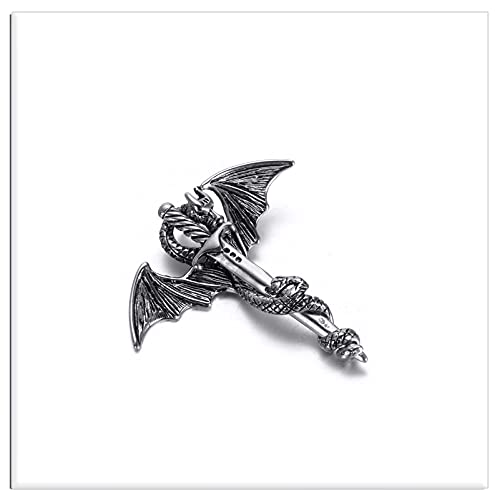 Xusamss Punk Titanium Steel Dragon Sword Wing Pendant Necklaces - Image 4