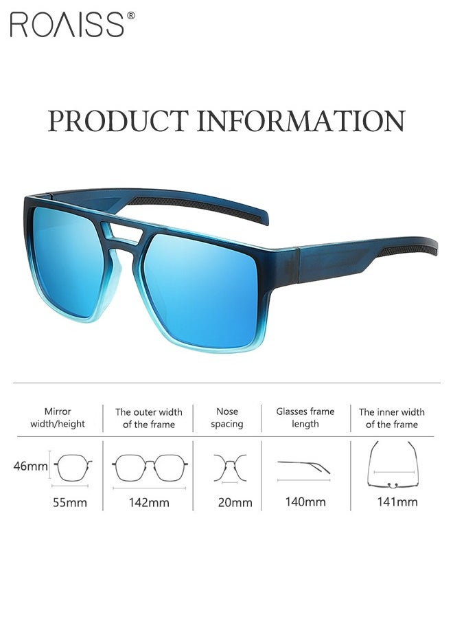 roaiss - Polarized Square Sunglasses for Men and Women, UV400 Protection Outdoor Dustproof Cycling Sports Glasses, Driver Driving Goggles for Baseball Running Fishing Golf, Blue - Image 1