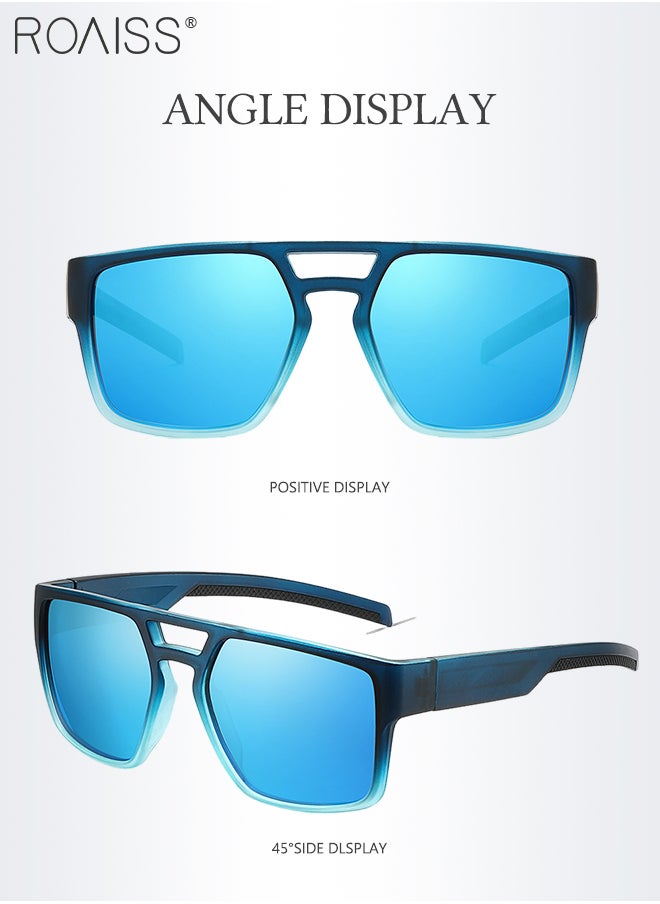 roaiss - Polarized Square Sunglasses for Men and Women, UV400 Protection Outdoor Dustproof Cycling Sports Glasses, Driver Driving Goggles for Baseball Running Fishing Golf, Blue - Image 1
