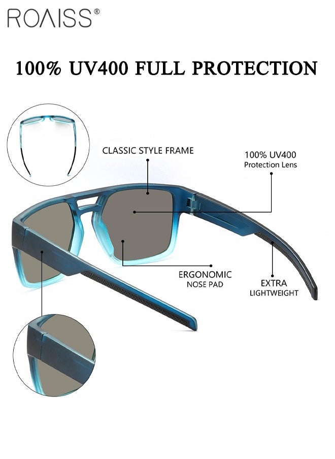 roaiss - Polarized Square Sunglasses for Men and Women, UV400 Protection Outdoor Dustproof Cycling Sports Glasses, Driver Driving Goggles for Baseball Running Fishing Golf, Blue - Image 1