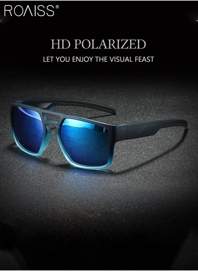 roaiss - Polarized Square Sunglasses for Men and Women, UV400 Protection Outdoor Dustproof Cycling Sports Glasses, Driver Driving Goggles for Baseball Running Fishing Golf, Blue - Image 1