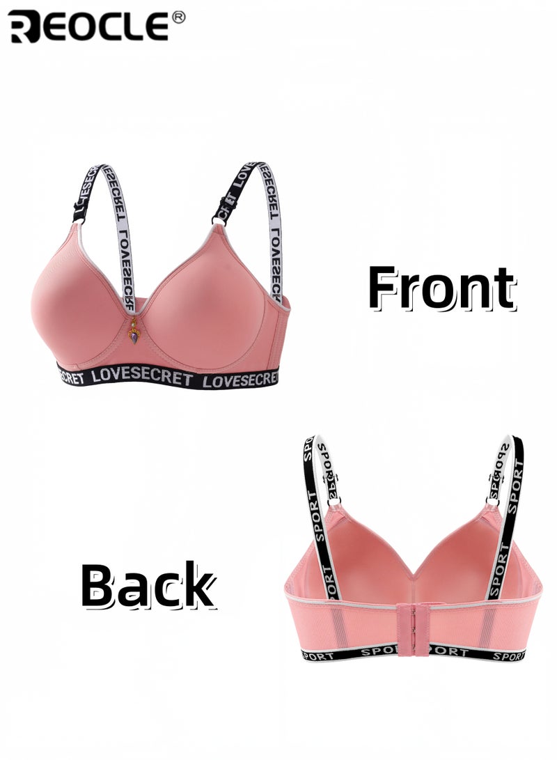 REOCLE Women's Fashion Sport Bra with Ribbed Fabric Adjustable SPORT Lettered Straps and Elegant Gem-Embedded Front Charm for Daily Wear Gym Workouts& Casual Styling - Image 5