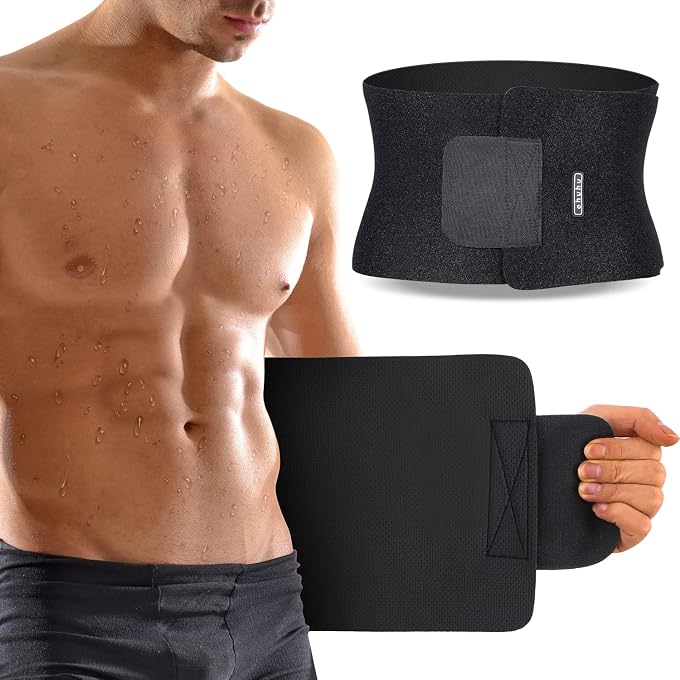 Ohuhu WAIST TRIMMER, ADJUSTABLE NEOPRENE AB TRAINER BELT FOR BACK SUPPORT, SWEAT BAND WAIST TRAINER FOR TRAINING & WORKOUTS, SWEAT ENHANCER, FITS UP TO 44 INCHES FOR MEN & WOMEN BLACK (LARGE) - Image 5