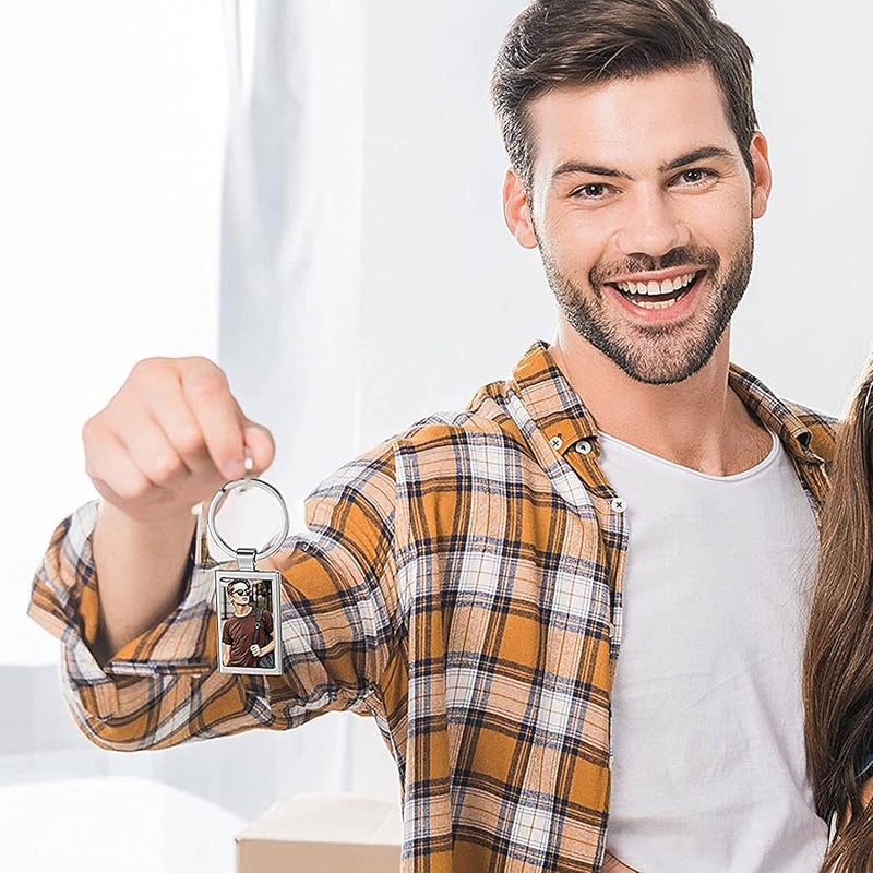 48 قطعة من فراغات سلاسل المفاتيح المعدنية الفضية للطباعة التسامي للحرف اليدوية DIY ونقل الحرارة - Image 3