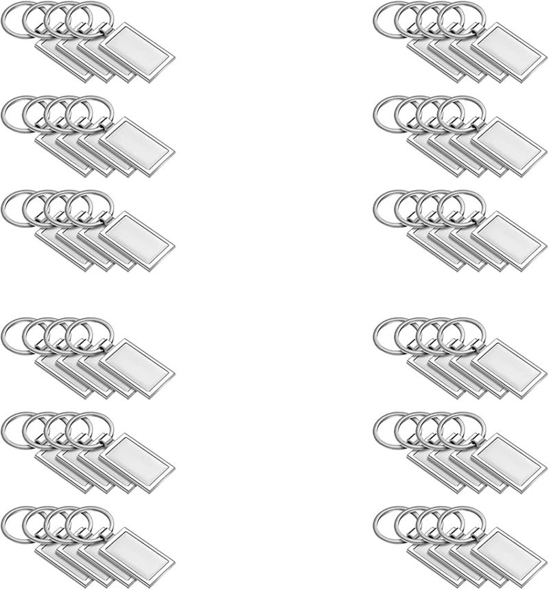 48 قطعة من فراغات سلاسل المفاتيح المعدنية الفضية للطباعة التسامي للحرف اليدوية DIY ونقل الحرارة - Image 1