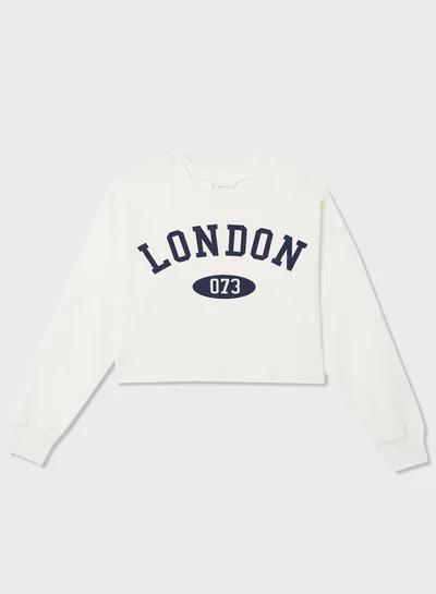 MANGO Youth Slogan Long Sleeve Sweatshirt