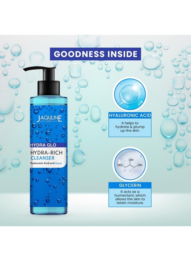جاكلين يو أس أيه منظف الوجه المرطب هيدرا جلو مع حمض الهيالورونيك للنساء والرجال، منظف المسام، مزيل المكياج، التحكم في الأوساخ، لجميع أنواع البشرة، 200 مل - Image 3