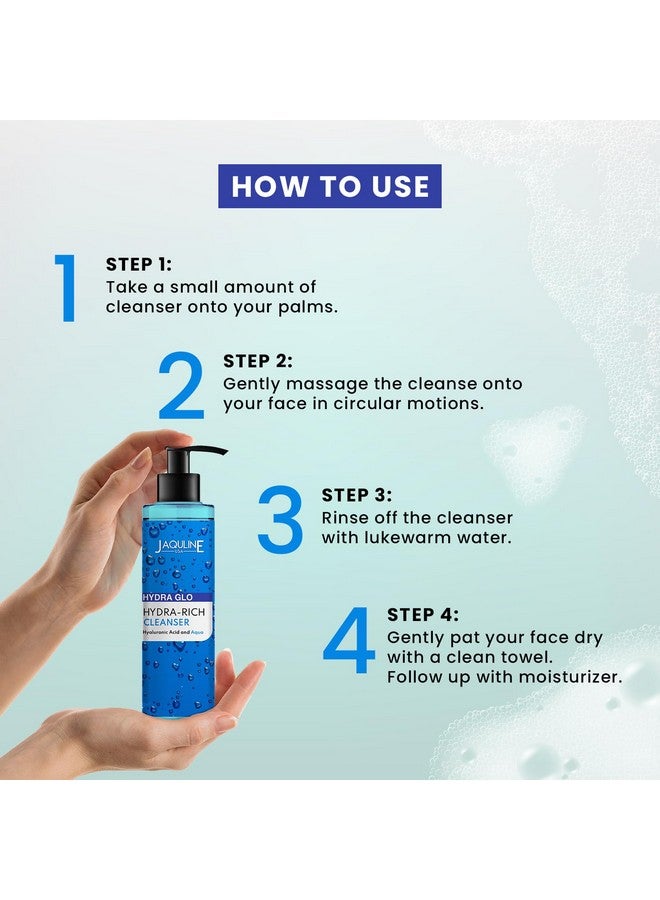 جاكلين يو أس أيه منظف الوجه المرطب هيدرا جلو مع حمض الهيالورونيك للنساء والرجال، منظف المسام، مزيل المكياج، التحكم في الأوساخ، لجميع أنواع البشرة، 200 مل - Image 4