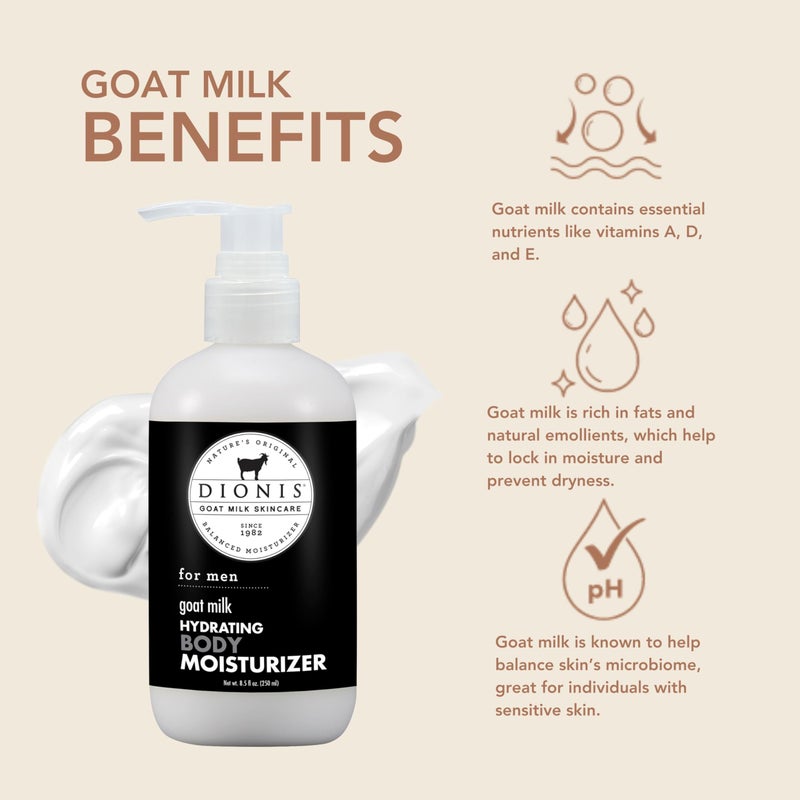 Dionis Goat Milk Hydrating Skincare Cream, Rich & Creamy Daily Moisturizing For Men Body Lotion For Dry Skin, Made in the USA, Cruelty-Free & Paraben-Free, 8.5 oz Bottle - Image 2