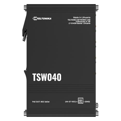 Teltonika TSW040 TSW040000001 Industrial PoE Ethernet Switch 8Port Unmanaged PlugandPlay 8 RJ45 PoE Ports PROFINET Certified 240W PoE Budget DIN Rail Mountable - Image 1