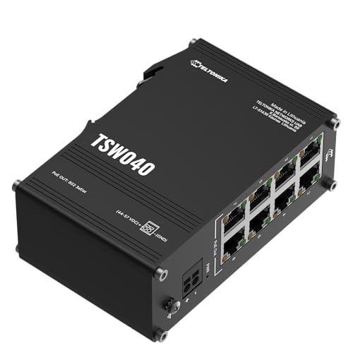 Teltonika TSW040 TSW040000001 Industrial PoE Ethernet Switch 8Port Unmanaged PlugandPlay 8 RJ45 PoE Ports PROFINET Certified 240W PoE Budget DIN Rail Mountable - Image 3