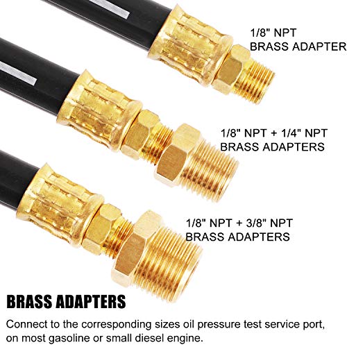 JIFETOR Oil Pressure Tester Kit, Professional Engine Diagnostic Test, 100PSI Pressure Gauge Tool with Hose Adapter for Truck Car ATV - Image 5