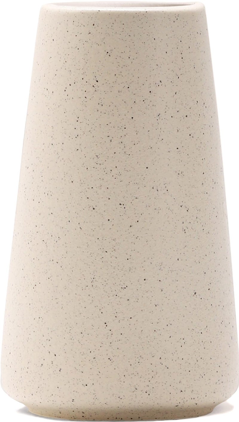 HUBUISH Ceramic Vase - Flower Vase Minimalism Style for Modern Table Shelf Home Decor  Fit for Fireplace Bedroom Kitchen Living Room Centerpieces Office Desk (Beige  Small) - Image 1