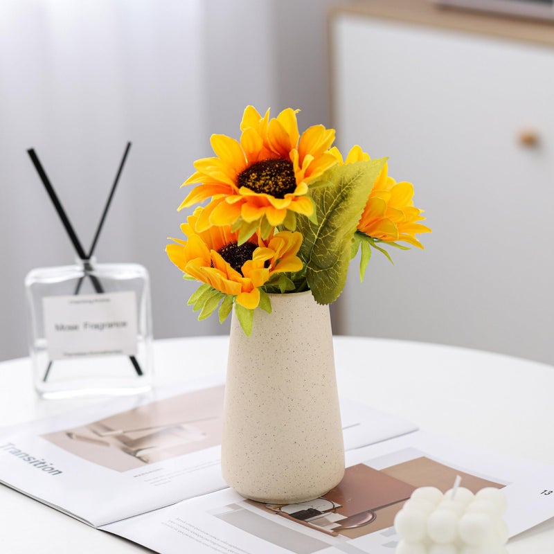 HUBUISH Ceramic Vase - Flower Vase Minimalism Style for Modern Table Shelf Home Decor  Fit for Fireplace Bedroom Kitchen Living Room Centerpieces Office Desk (Beige  Small) - Image 5