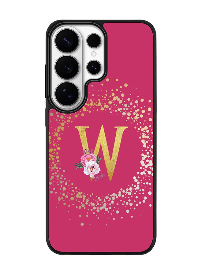 Stylizedd For Samsung Galaxy S26 Ultra Case, [Compatible with MagSafe] Slim Magnetic cover Phone Case - Custom Monogram Floral - W ( Deep Pink ) - Image 1