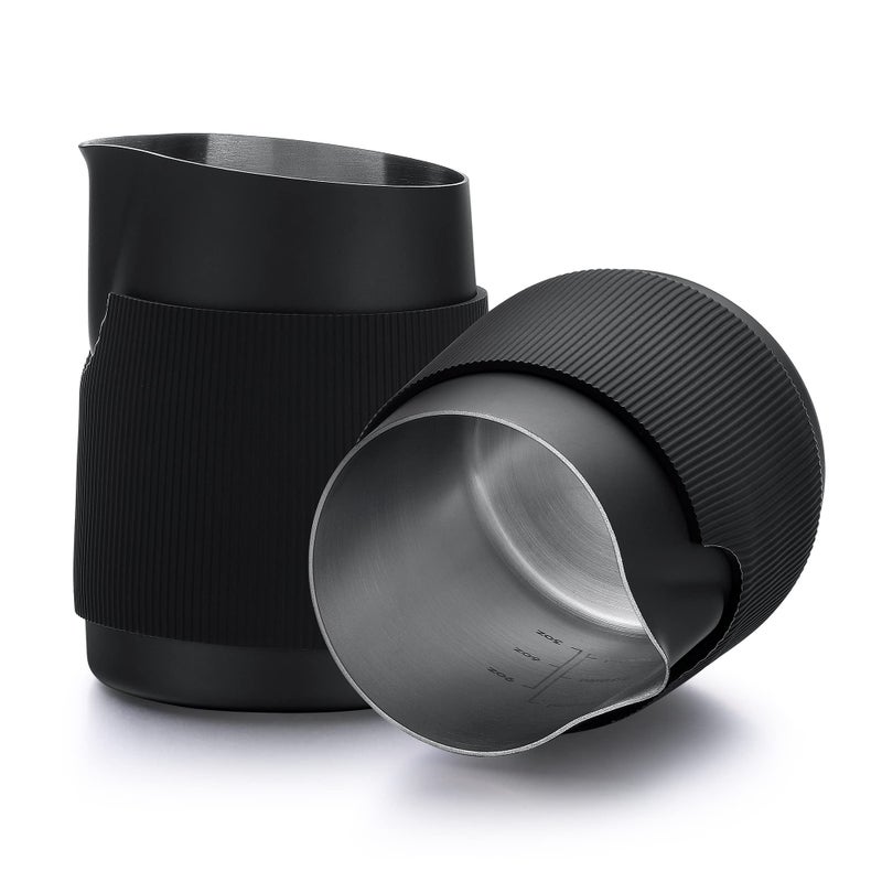 Normcore Normcore Handleless Milk Pitcher  Espresso Steaming Pitcher with Round Spout  188 Stainless Steel Milk Frothing Jug Black NonStick  Premium Barista Tools  Black  152 oz 450 ml