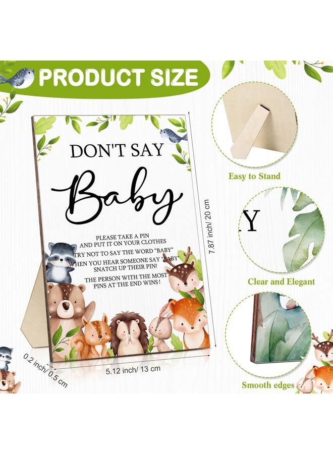 Unittype 51 Pcs Don't Say Baby Shower Game Supplies Include Baby Shower Sign and 50 Mini Clothespins for Boys Girls Gender Reveal Baby Shower Prizes Game (Woodland Style) - Image 3