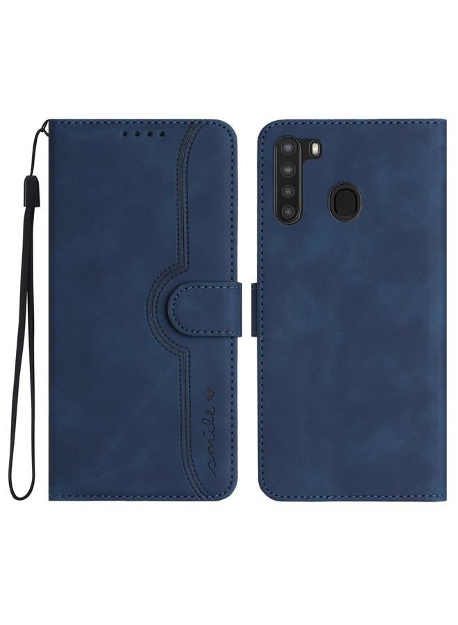 S-TOP Case For Samsung Galaxy A21 EU Version Heart Pattern Skin Feel Leather Phone Case - Image 1