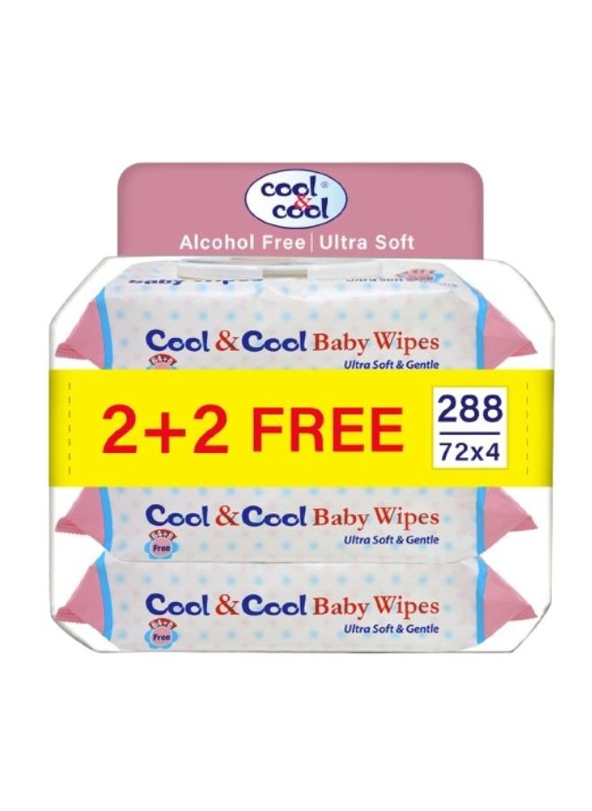 Cool & Cool Baby Wipes Aloe Vera Ultra Soft And Gentle 4 x 72 Wipes  - Image 1