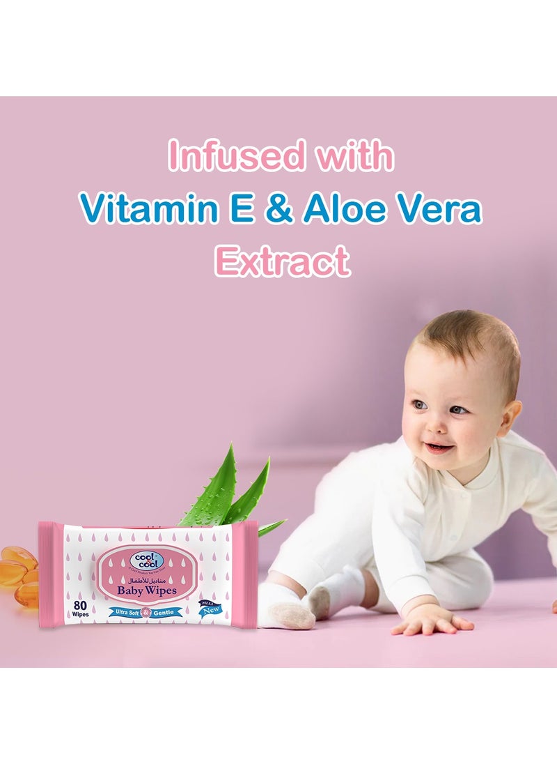 Cool & Cool Baby Wipes Aloe Vera Ultra Soft And Gentle 4 x 72 Wipes  - Image 4