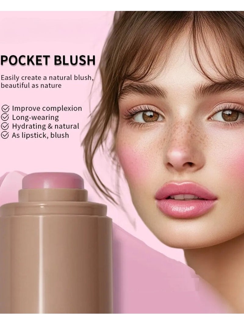 lakerain Pocket Blush Stick Cream Blush Stick for Long Lasting Lightweight Natural Blush Waterproof Sweatproof Hydrating Blush and Lipstick Creamy Blendable Makeup Blush 02 - Image 4