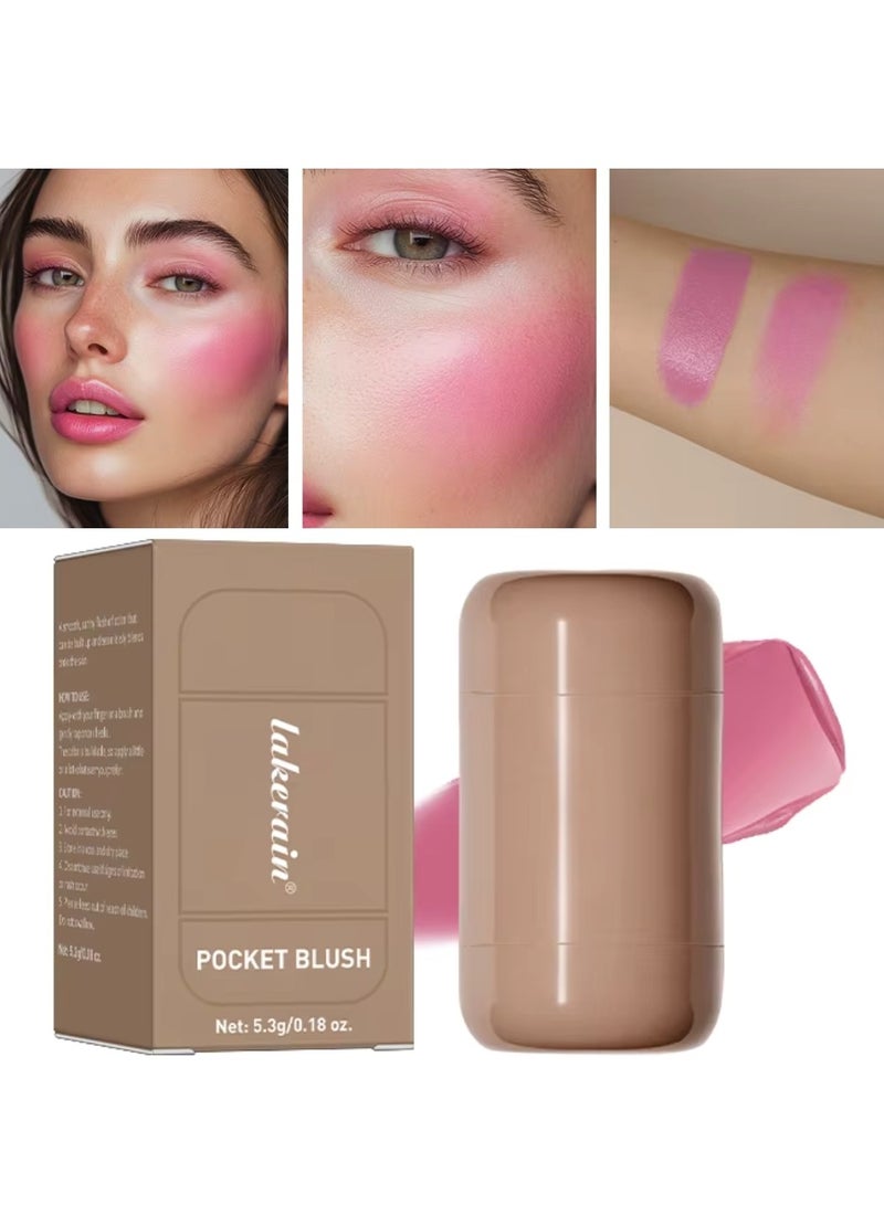 lakerain Pocket Blush Stick Cream Blush Stick for Long Lasting Lightweight Natural Blush Waterproof Sweatproof Hydrating Blush and Lipstick Creamy Blendable Makeup Blush 02 - Image 1