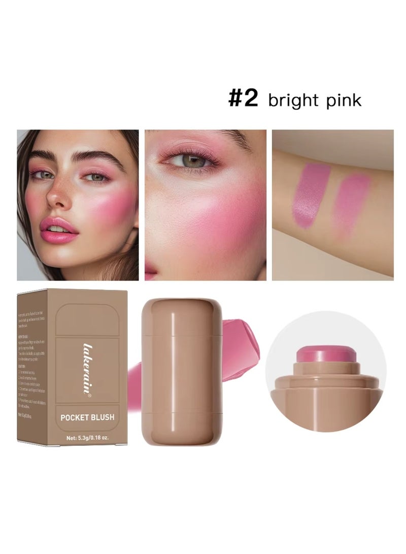 lakerain Pocket Blush Stick Cream Blush Stick for Long Lasting Lightweight Natural Blush Waterproof Sweatproof Hydrating Blush and Lipstick Creamy Blendable Makeup Blush 02 - Image 2