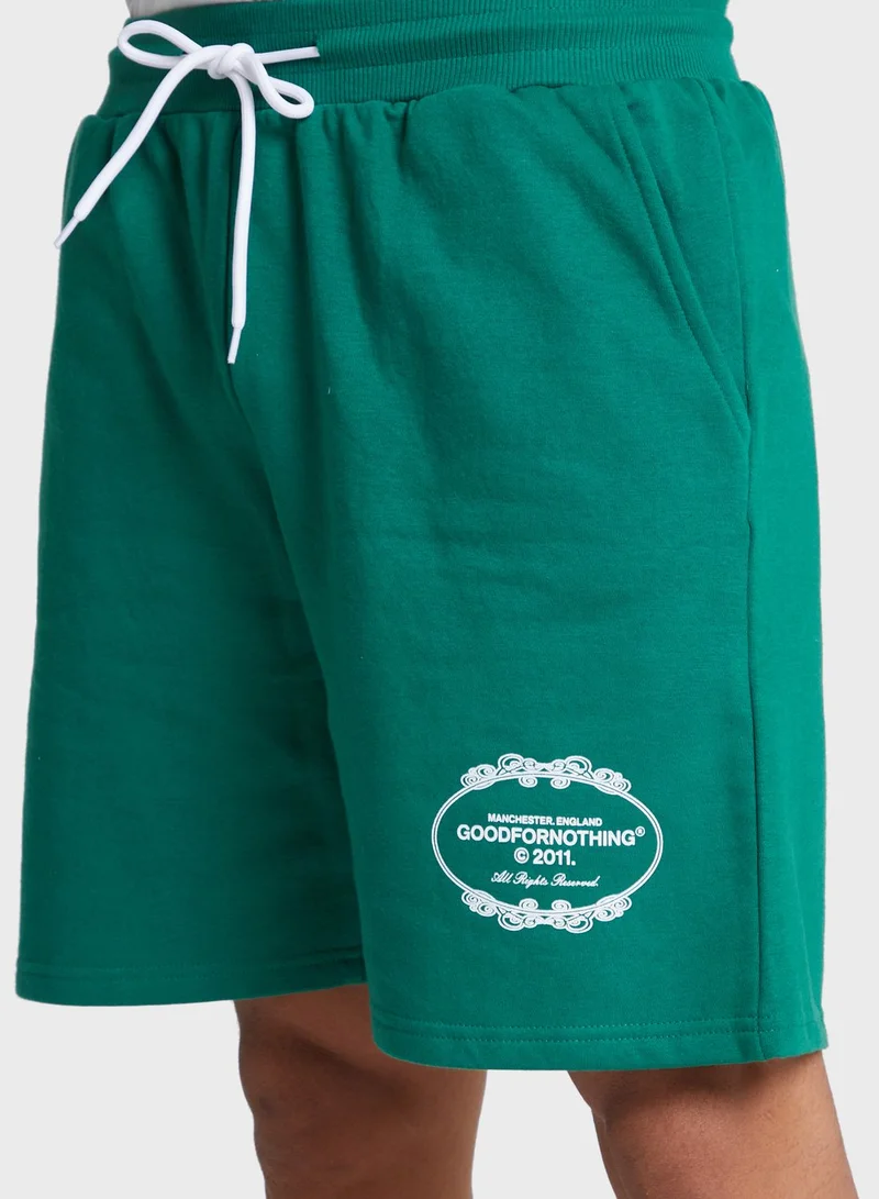 GOOD FOR NOTHING Logo Branded Shorts