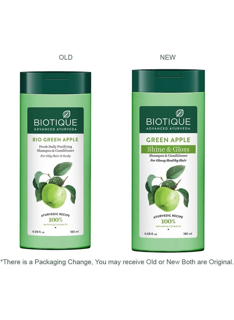 Biotique Bio Green Apple Fresh Daily Purifying Shampoo and Conditioner for Oily Scalp and Hair, 180ml - Image 3