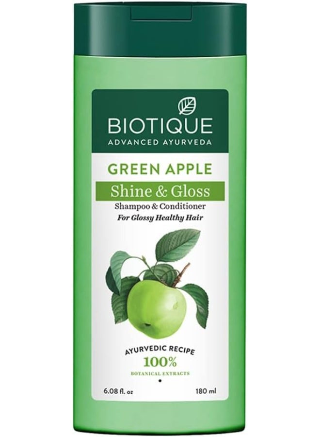 Biotique Bio Green Apple Fresh Daily Purifying Shampoo and Conditioner for Oily Scalp and Hair, 180ml - Image 1
