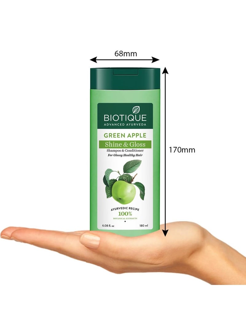 Biotique Bio Green Apple Fresh Daily Purifying Shampoo and Conditioner for Oily Scalp and Hair, 180ml - Image 4