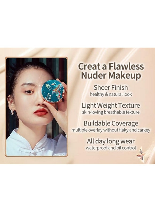 CATKIN Phoenix Cushion Foundation Buildable Coverage Anti Aging Serum Formula Makeup Breathable Thin Sheer Satin Finish Refill Included Natural Beige 0.46 Oz X 2 - Image 4