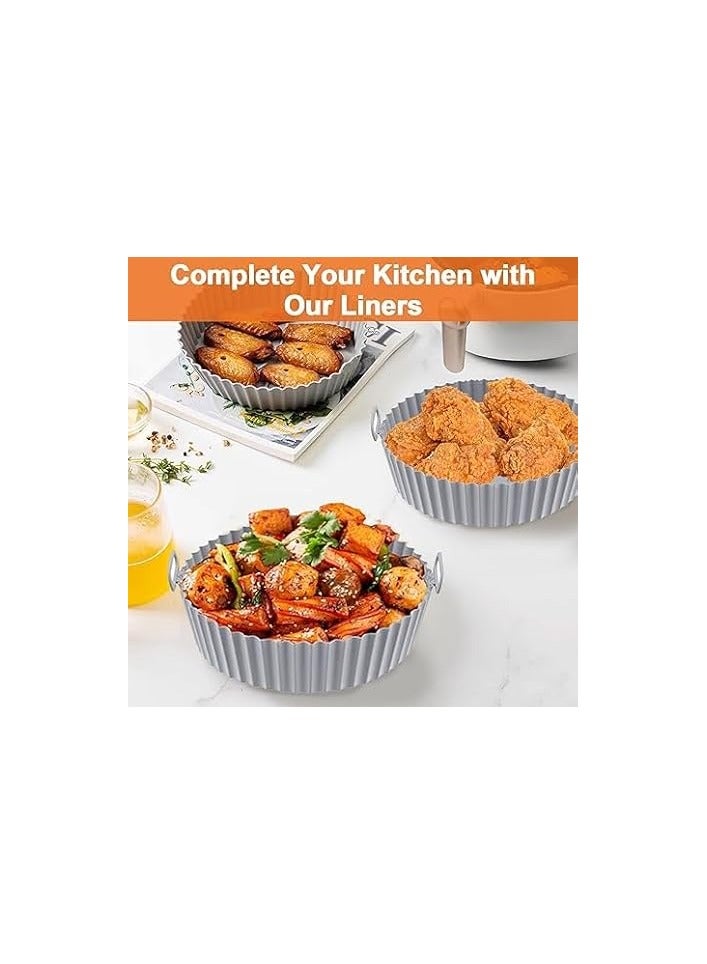 طقم أوعية سيليكون للمقلاة الهوائية آمنة للطعام ملحقات الفرن استبدال ورق البرشمان القابل للاشتعال سلة أدوات الخبز القابلة لإعادة الاستخدام مقاومة للحرارة 6 قطع رمادي - Image 5