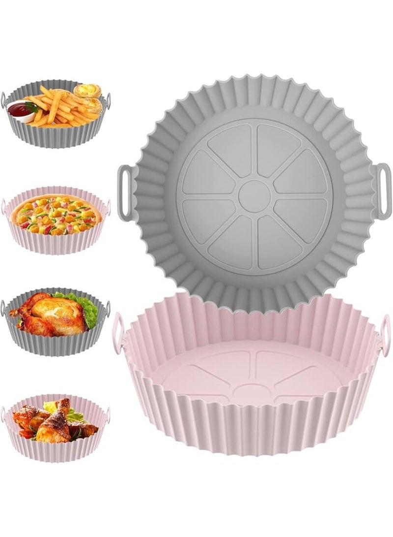 طقم أوعية سيليكون للمقلاة الهوائية آمنة للطعام ملحقات الفرن استبدال ورق البرشمان القابل للاشتعال سلة أدوات الخبز القابلة لإعادة الاستخدام مقاومة للحرارة 6 قطع رمادي - Image 1