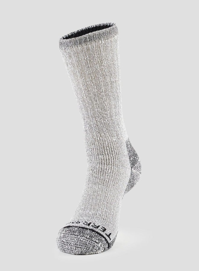 Terramar Mid Weight All Season Wool Socks For Everyday (4 Pack), Black/Grey, Large